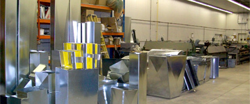 different shapes of ducting made from sheet metal.